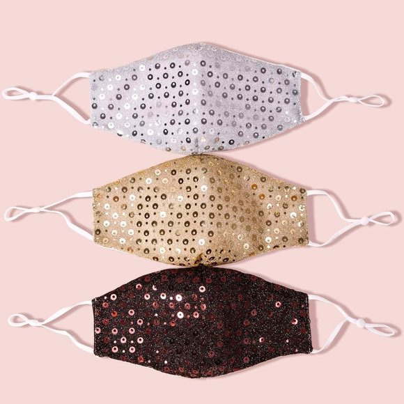 Face Masks Accessories - Cute 3 Piece Sequin Face Mask Set - New Face Masks